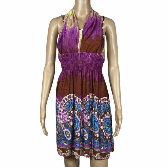 Purple Bohemian Halter Summer Dress - Picture 2 of 11